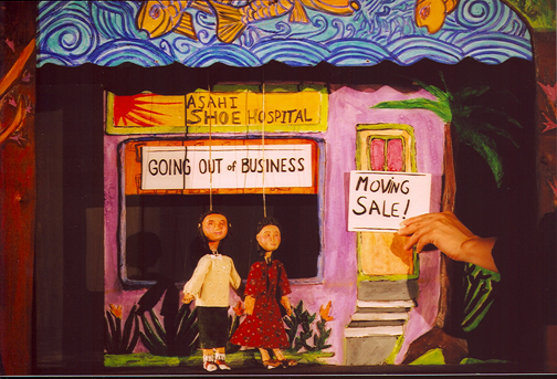 Photo of puppets from a toy theatre show within the puppet show.