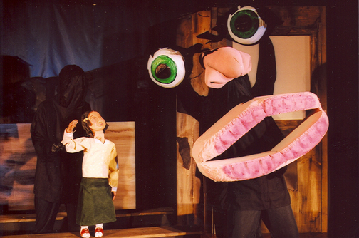 Photo of puppets Tsuki and her counselor.